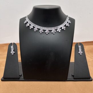 White stone Simple Necklace with Earrings