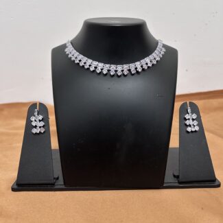 White stone Simple Necklace with Earrings