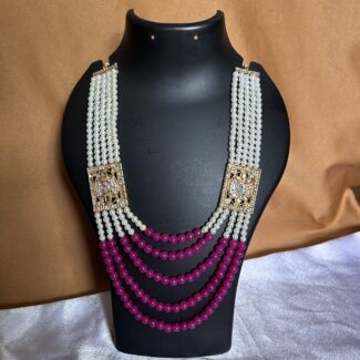 Multi layer white pearl Mala and Earrings