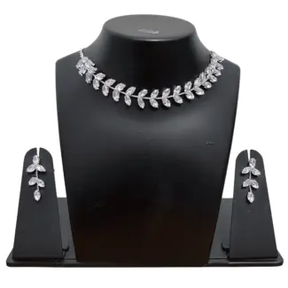 White stone Simple Necklace with Earrings