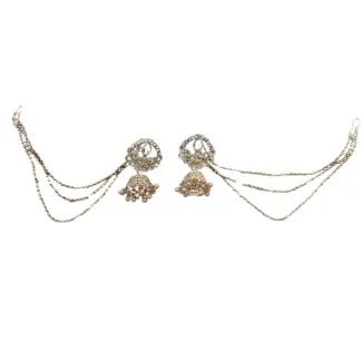 White Jhumka With Earchain
