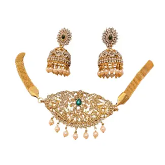 Stone work choker with Jhumka