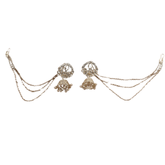 White Jhumka With Earchain