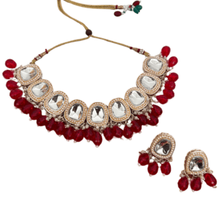 Stone & Bead Necklace with Earrings