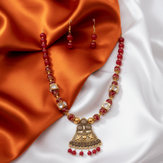 Red Maala & Earrings