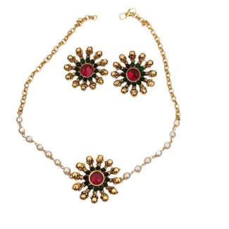 Single line Pearl Necklace with Earrings