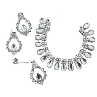 White stone with Silver Necklace