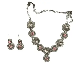 Baby pink with white stone Necklace set