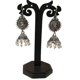 Hook type Silver jhumka