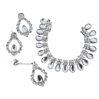 White stone with Silver Necklace