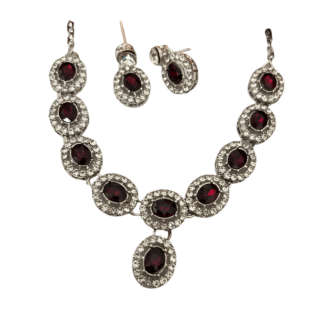 Maroon with white stone Necklace set