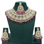 Deep Purple Kundan Stone Necklace Set