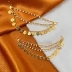 Coin design with White Pearls  Ear-chain