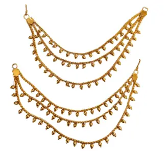 Three-layer Golden Beads Earchains