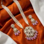 Long White beads Maala and Earrings