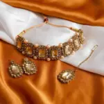 Ethnic Gold Stone Choker with Earring & Tikka