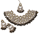 Olive Green Beads kundan Necklace Set