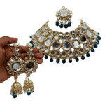 Kundan with Green Beads Heavy Necklace set