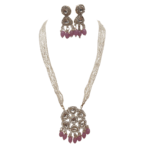 Long White beads Maala and Earrings