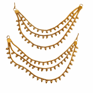 Three-layer Golden Beads Earchains