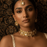 Ethnic Gold Stone Choker with Earring & Tikka