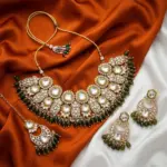 Olive Green Beads kundan Necklace Set