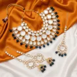 Kundan with Green Beads Heavy Necklace set