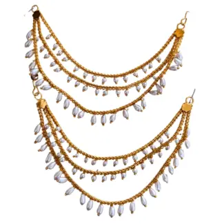 Three-layer White Beads Earchains