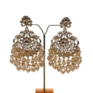 White Kundan Jumbo Size Earrings
