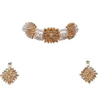 White Beads Necklace and Earrings