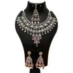 Crystal Necklace with Earrings and Tikka
