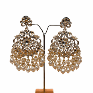 White Kundan Jumbo Size Earrings