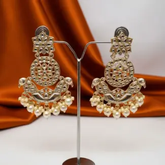 White Kundan Jumbo Size Earrings