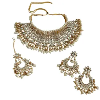 Gold and white Bridal Necklace set