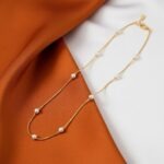 17" Gold plated Chain with white Beads