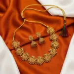 Gold colored Necklace and jhumka