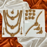 White Beads Lakshmi Designed three Layer Full Bridal set