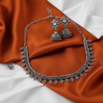Oxidized Neckalce and Jhumka with Free Nose pin