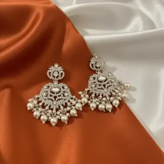 White stone and Beads Earrings