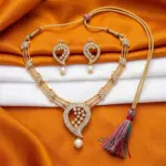 Simple White stone Necklace with Earrings