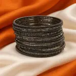 Oxidised Black Slim Stackable Bangle Set - 13 Pieces