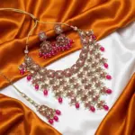 Majenta Pink Hanging Necklace set