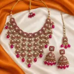 Majenta Pink Hanging Necklace set