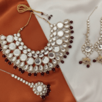 Kundan with Maroon Beads Heavy Necklace set