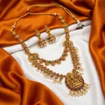 Double layer Lakshmi Haram with Jhumka