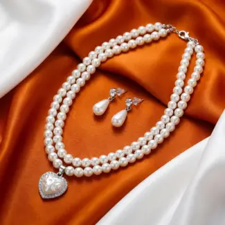 White Pearl Maala with Earrings