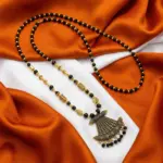 Long Black and Gold Beads Maala