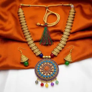 Gold colored Maala and Earrings