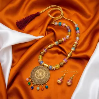 Multi Beads Maala with Earrings