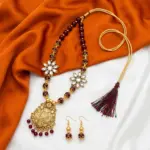 Gold color mixed Maala with Earrings